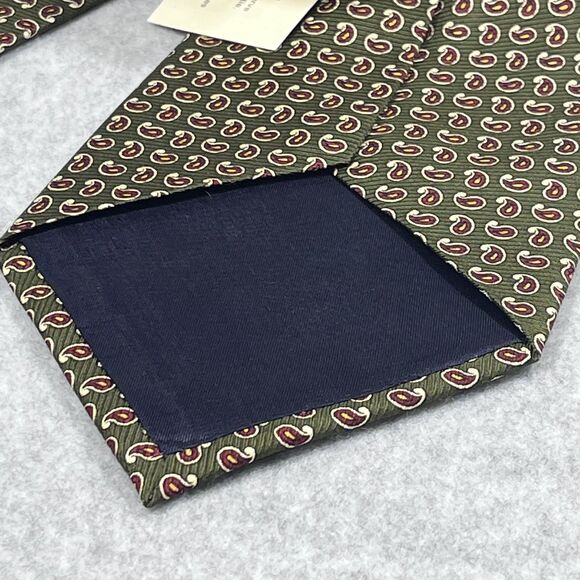 Polo Ralph Lauren Tie Mens Green Paisley Silk Made In USA Hand Made Neckwear NEW - Picture 8 of 13